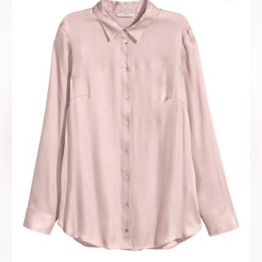 H&M satin pink shirt